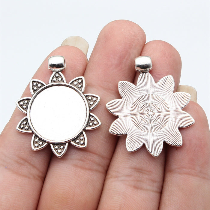 Two Finish Sunflower Round Pendant Setting Metal Jewelry Making Component