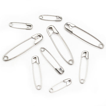 Polished Silver Tone Safety Pins in Three Practical Sizes