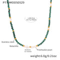 Malachite Freshwater Pearl Beaded Necklace Gold Accents view 6