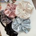 Oversized Square Satin Scrunchie In Black Gray Or Dusty Pink view 3