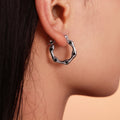 Geometric U-Shape Enamel Dot Hoop Earrings Gold Steel view 4