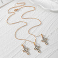 Gold Black Enamel Cross Necklace Earring Sets 6 Styles view 4