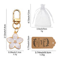 Gold Enamel Cherry Blossom Keychain Pink White Black view 2