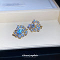 Crystal Flower Clip-On Earrings in Silver and Gold view 4