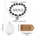 Black Silver Bead White Ghost Charm Stretch Bracelet view 2