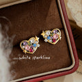 Gold Tone Multicolor Stone Heart And Star Stud Earrings view 3