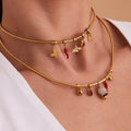 Gold Snake Chain Necklaces With Bell Bee Chili Charms view 3