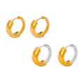 Chunky Two-Tone Huggie Hoop Earrings Gold Steel Metal Pair view 5