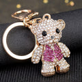 Standing Jeweled Bear Keychains in Blue and Pink Crystal Colors view 3