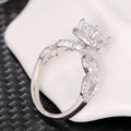 Silver Tone Round Center Ring With Interlocking Pavé Band view 3