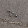 Silver Ball Barbell Ear Bone Studs Three Ball Size Options view 6