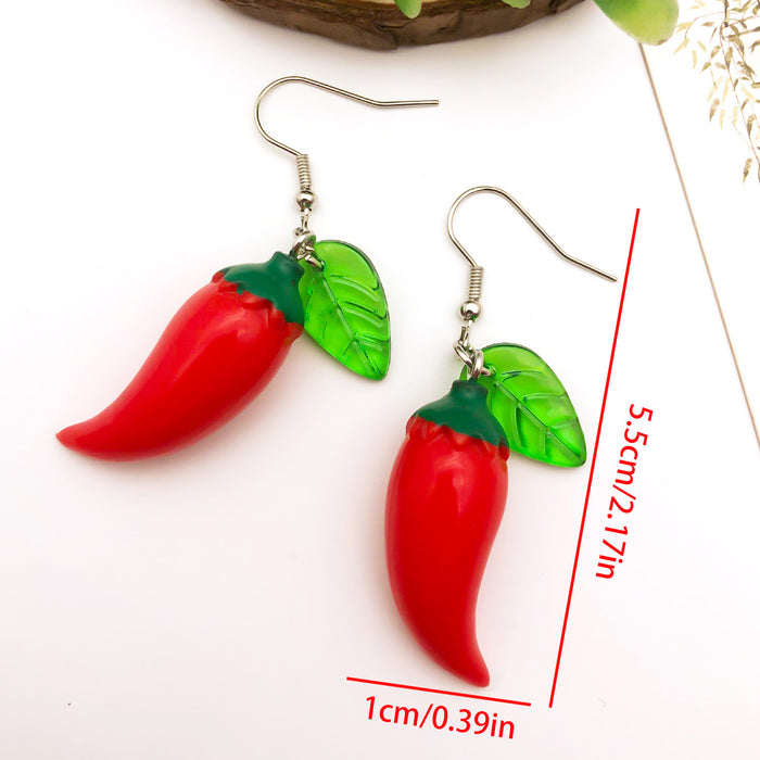 Red Chili and Yellow Orange Slice Resin Hook Earrings