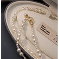 Layered White Pearl Style Beaded Necklace with Gold Tone Clasp view 2