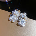 Faceted Crystal Flower Stud Earrings in Gold and Silver Tones view 7