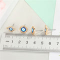 Blue Evil Eye Crystal Stud Earrings in Four Shapes and Finishes view 4