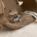 Silver Open Chain Ring Bow Clear Zircon Center Accent view 3
