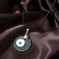 Round Glass Evil Eye Pendant Necklaces on Black Cords view 8