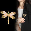Gold Tone Dragonfly Crystal Pearl Look Metal Brooch Pin view 4