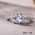 Silver Tone Emerald Cut Clear Stone Slim Pavé Band Ring view 5