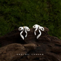 Silver Tone Flowing Ribbon Bow Sculptural Stud Earrings view 3