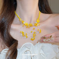 Yellow Resin Flower Bead Necklace And Crystal Cherry Studs view 1