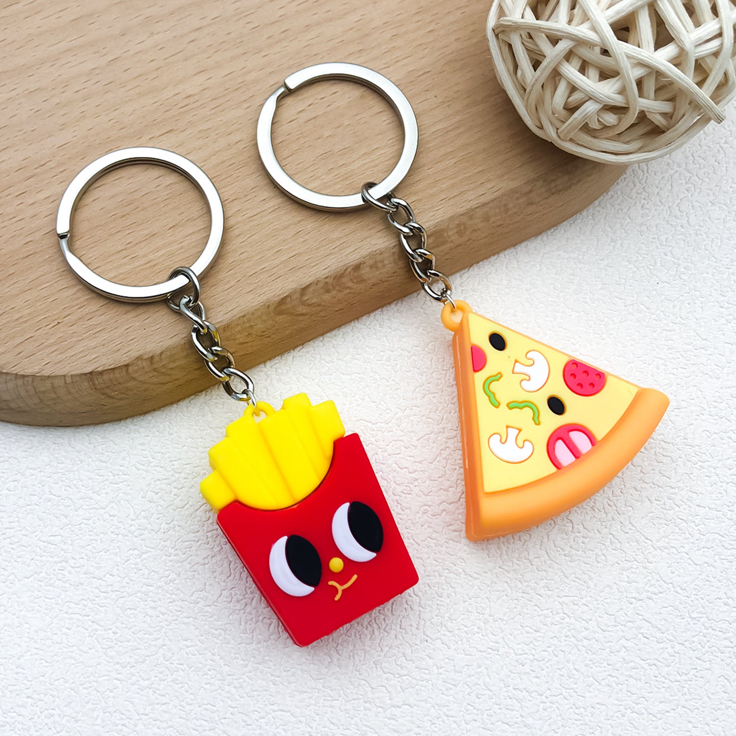 Zinc Alloy Simulated Food Hamburger Fries Pizza Hot Dog Charm Pendant for DIY Bag Keychain Decor