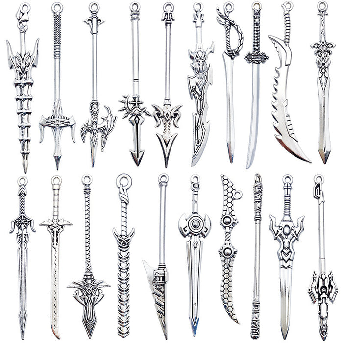 Gun Metallic Sword Metal Charms for Jewelry and Craft Projects