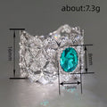 Silver-Tone Oval Green Stone Openwork Lattice Wide Ring Sizes 6-10 view 4