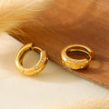 Star Rhinestone Huggie Hoop Earrings Gold And Steel Tone view 2