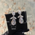 Silver Tone Pear Crystal Drop Earrings With Leaf Clusters view 5