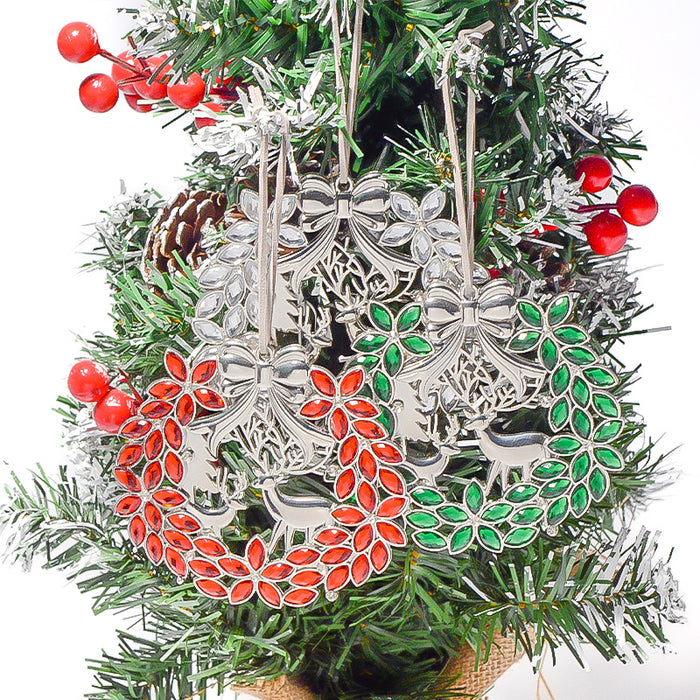 Rhinestone Reindeer Wreath Christmas Ornament Three Colors