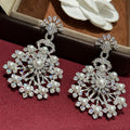 Pearl Crystal Snowflake Dangle Earrings In Two Tones view 7