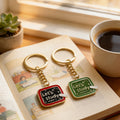 Lets Study Chalkboard Enamel Keychain Gold Ring Charm view 4