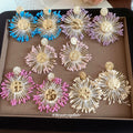 Colorful Raffia Flower Statement Stud Earrings For Women view 1