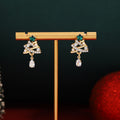 Green Star Clear Look Christmas Tree Teardrop Stud Earrings view 2