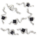 Wavy Snake Square Crystal Metal Charms, 22 Colorways view 7