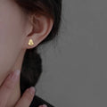 Polished Gourd Shape Stud Earrings in Gold and Silver Tone view 4
