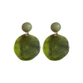 Marbled Resin Double Disc Earrings in Blue and Green view 5