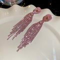 Colorful Rhinestone Fringe Tassel Stud Earrings Fashion Jewelry view 6