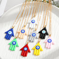 Gold Tone Hamsa Evil Eye Pendant Necklaces in Nine Colors view 1