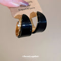 Gold Tone Wide Hoop Earrings with Curved Resin Panels view 3