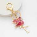 Rhinestone Flamingo Keychain Gold Tone Standing Bird Charm view 2