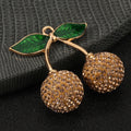 Rhinestone Cherry Charm Pendant Enamel Leaves Five Colors Two Sizes view 12