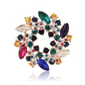 Multicolor Crystal Gem Wreath Brooch Gold Tone Open Circle view 1