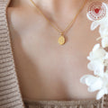 Oval Leaf Engraved Pendant Necklace Delicate Cable Chain view 3