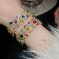 Multicolor Crystal Court Style Earrings Rings Bracelet view 3