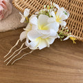 Fabric Plumeria Flower Hair Fork Comb Pins Seven Colors view 10