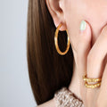 Twisted Texture Hoop Earrings Gold Steel Three Sizes view 3