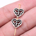 12x10mm 1.1g Antique Silver Zinc Alloy Heart Butterfly Beads for DIY Jewelry Making