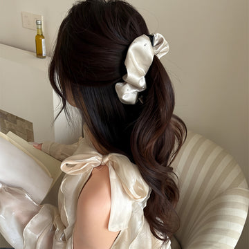 Satin Ruched Rhinestone Twist Hair Clips Five Colors